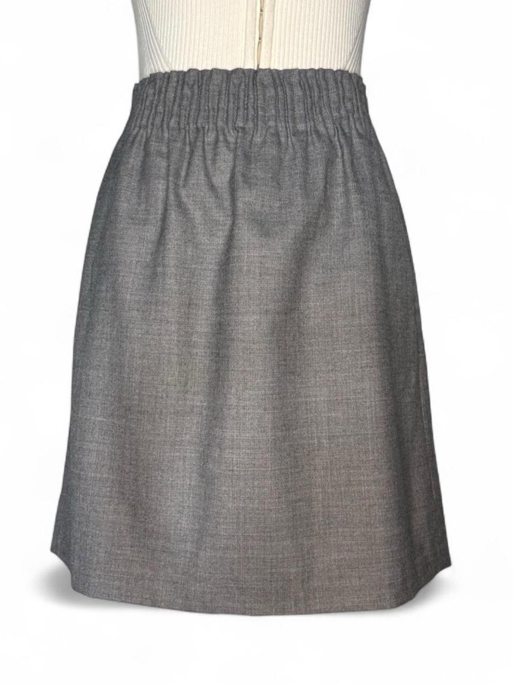 J. Crew wool blend sidewalk skirt gray smocked waist 2 - academia collegiate